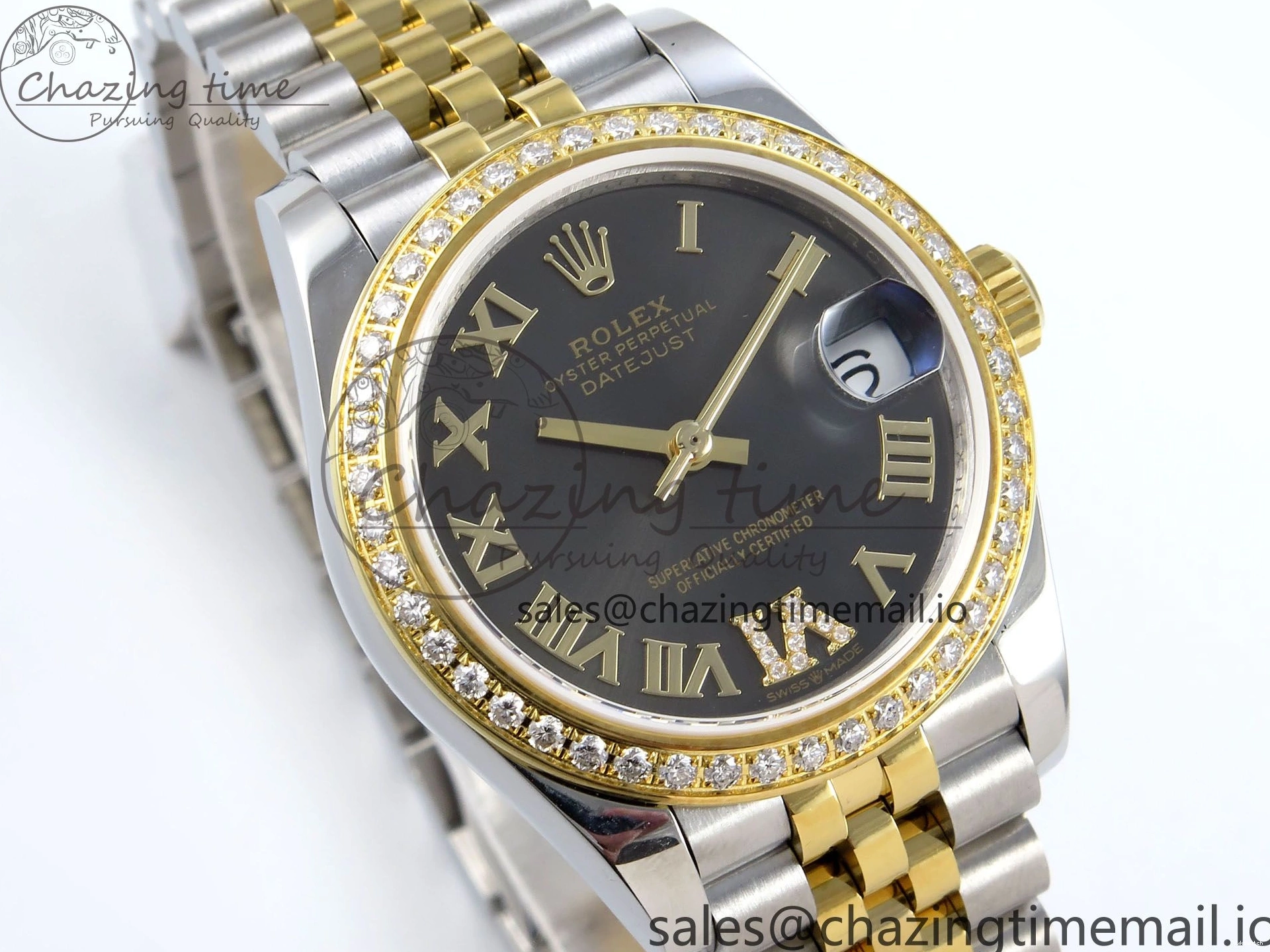 on SS YG DateJust 904L Steel Roman Jubilee Edition Diamonds HZ2236 Bracelet JARF 278383RBR Dial 1:1 Gray Best 31 0404